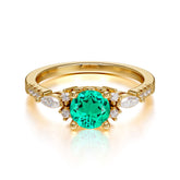 4 prong Round Cut Emerald Engagement Ring Cluster Anniversary Ring